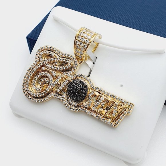 "14K Gold Plated Cubic Zircon Pendant, EVBRS544 - Picture 2 of 11